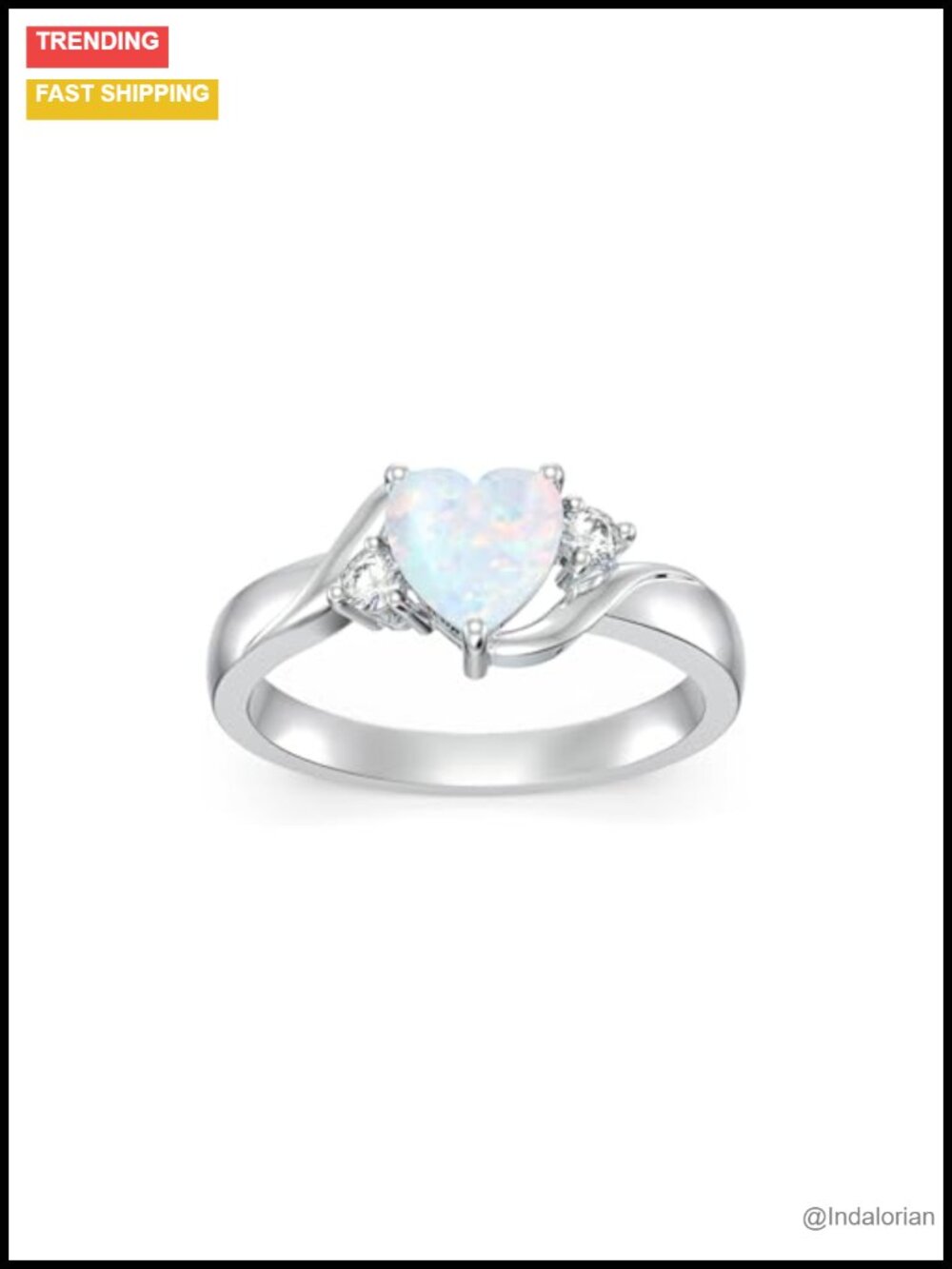 Heart Crystal Ring 925 Sterling Silver Minimalist Solitaire Birthstone